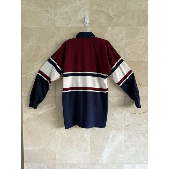 Vintage O’Neills Rugby Shirt, Small Irish Gaillimh Crest Navy Maroon Striped 90s - Picture 5 of 9